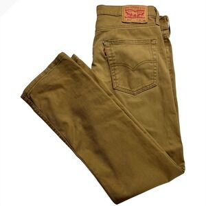 Levis 513 Slim Straight Jeans Mens 32x32 Khaki Tan Twill Pants denim